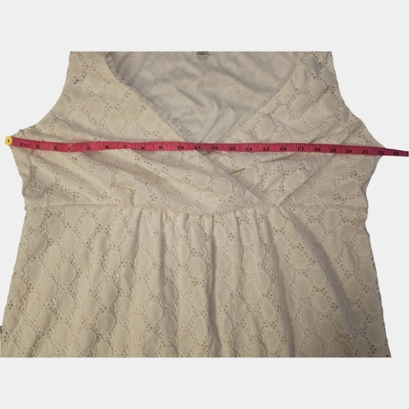 Dress Barn Ivory Surplice Front Eyelet Empire Waist Mini Dress Size 18W - Picture 13 of 14